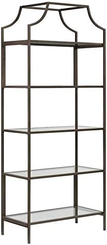 2 Piece 5 Shelf Metal Bookcase Set in Bronze B948076