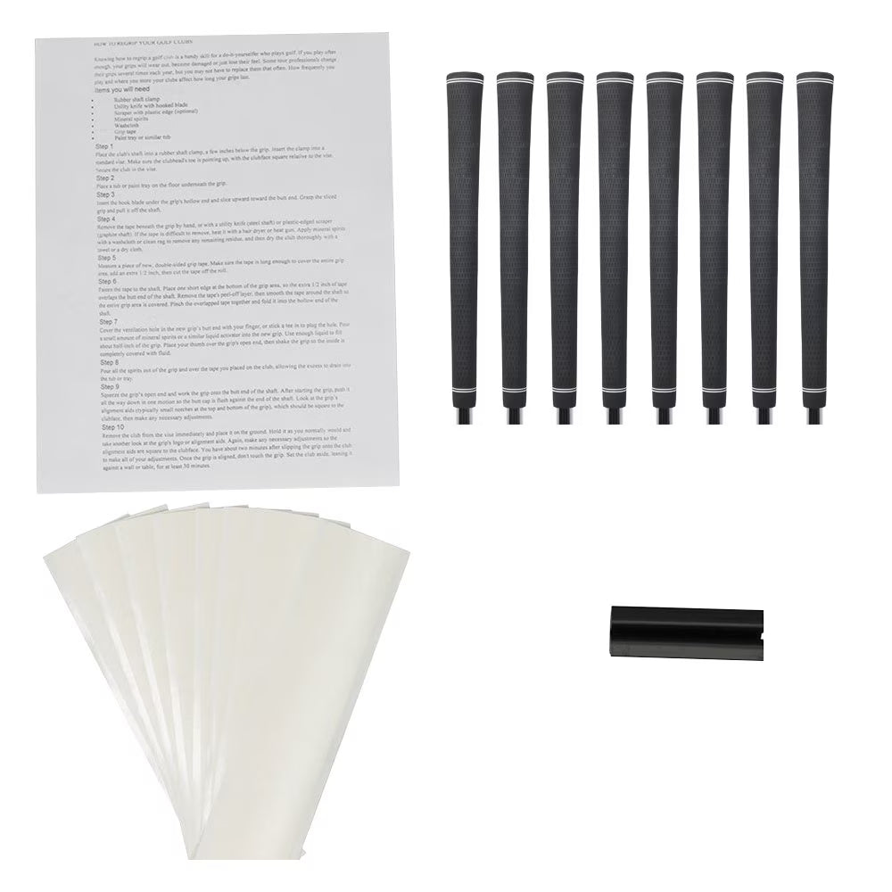Jumbo Black Golf Grips and Grip Kit (8 grips, grip tape, clamp, instructions) O8163