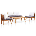 4 Piece Patio Lounge Set with Dark Gray Cushions Acacia Wood Outdoor Sectional Sofa Set F359602