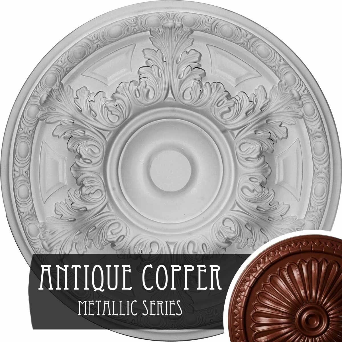 19 inch x 1 1/2 inch Hand-Painted White Crackle Ceiling Medallion V185387