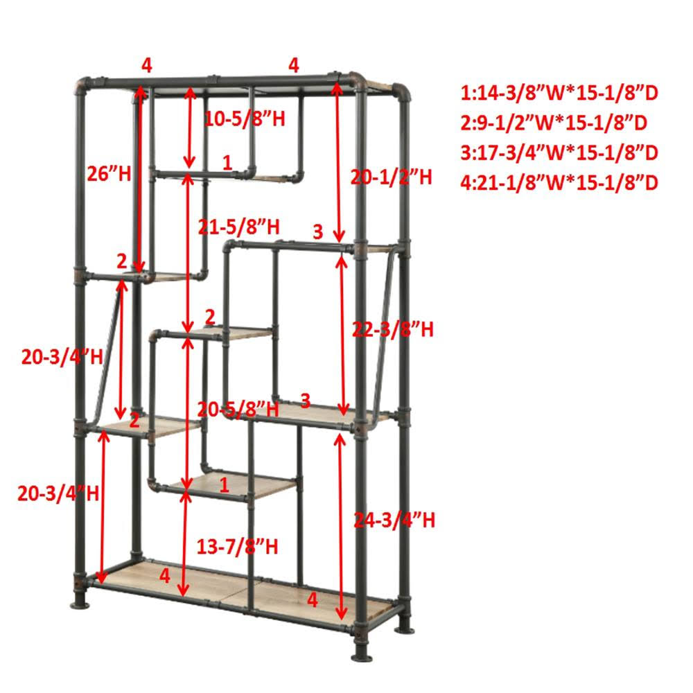 Black Metal 8-Shelf Bookcase S335586