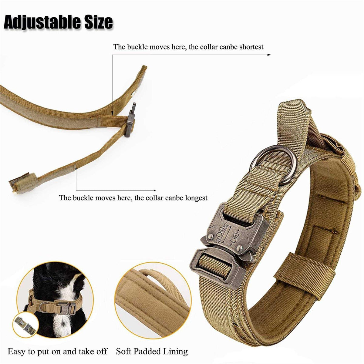 Adjustable Nylon Tactical Dog Collar with Control Handle O42652