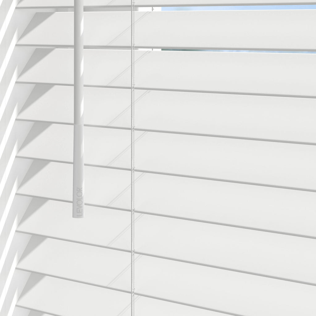White Cordless Faux Wood Blinds 42.5-in x 64-in T689966