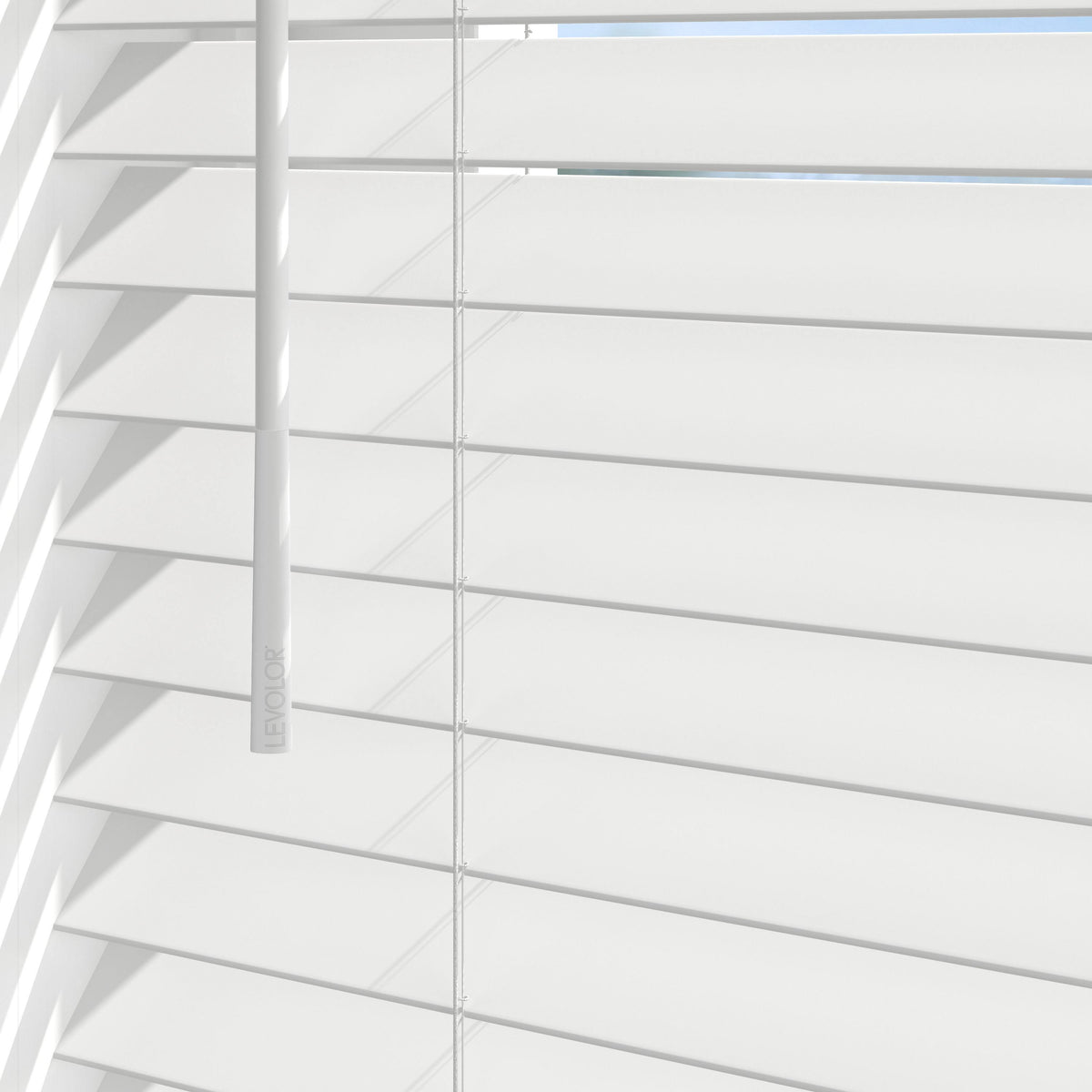 White Cordless Faux Wood Blinds 42.5-in x 64-in T689966