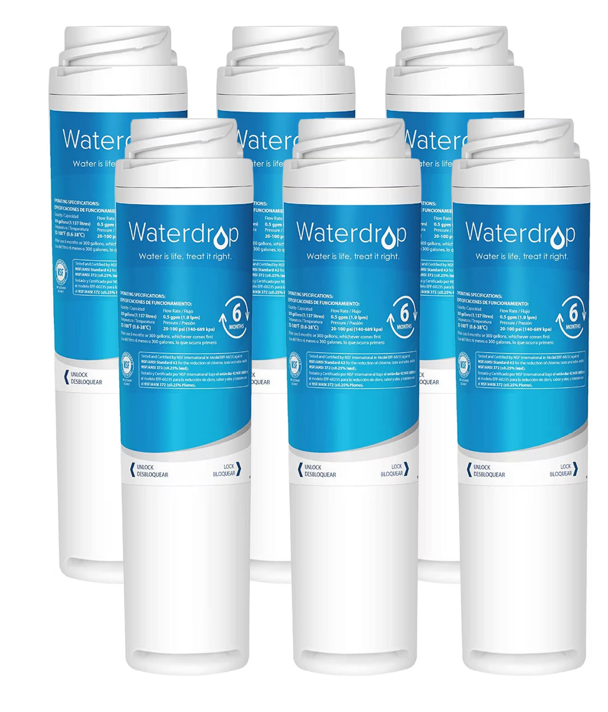 6 Pack Refrigerator Water Filter B9709