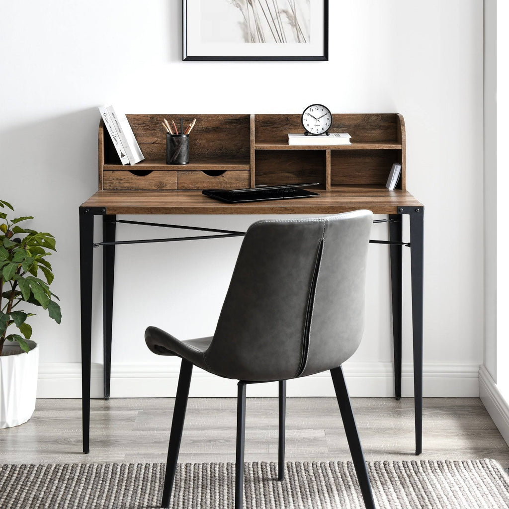 Reclaimed Barnwood Writing Desk with Small Hutch W718490