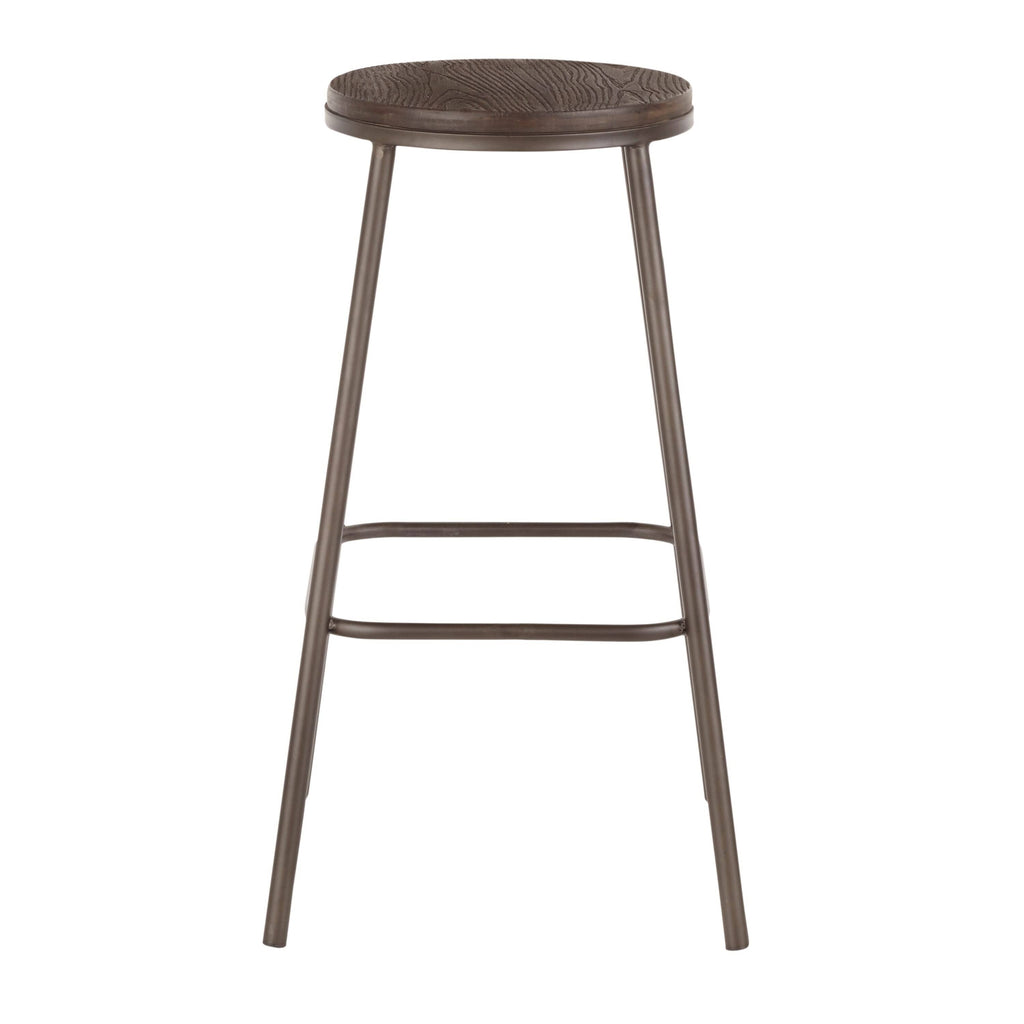 Industrial Round Bar Stool (Set of 2) Vintage White/Espresso D250410