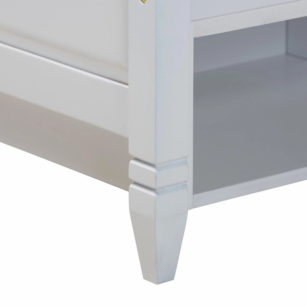 White Wood Twin Size 3-Piece Bedroom Set S224