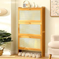 3 Layer Bamboo Shoe Cabinet with Rattan Doors Z97968