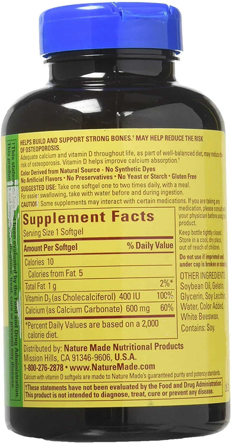 Calcium 600 mg With Vitamin D Liquid Softgels 100 Each - Pack of 4 P316