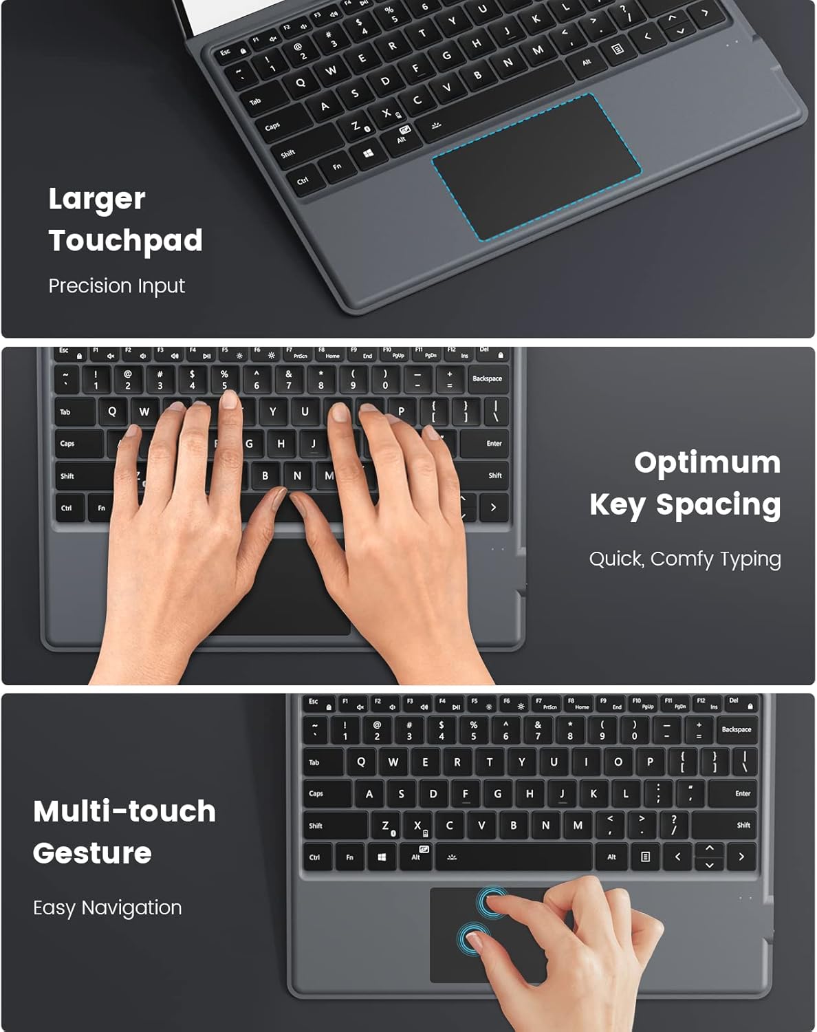 7 Color Backlight Detachable Wireless Keyboard with Trackpad Q98934