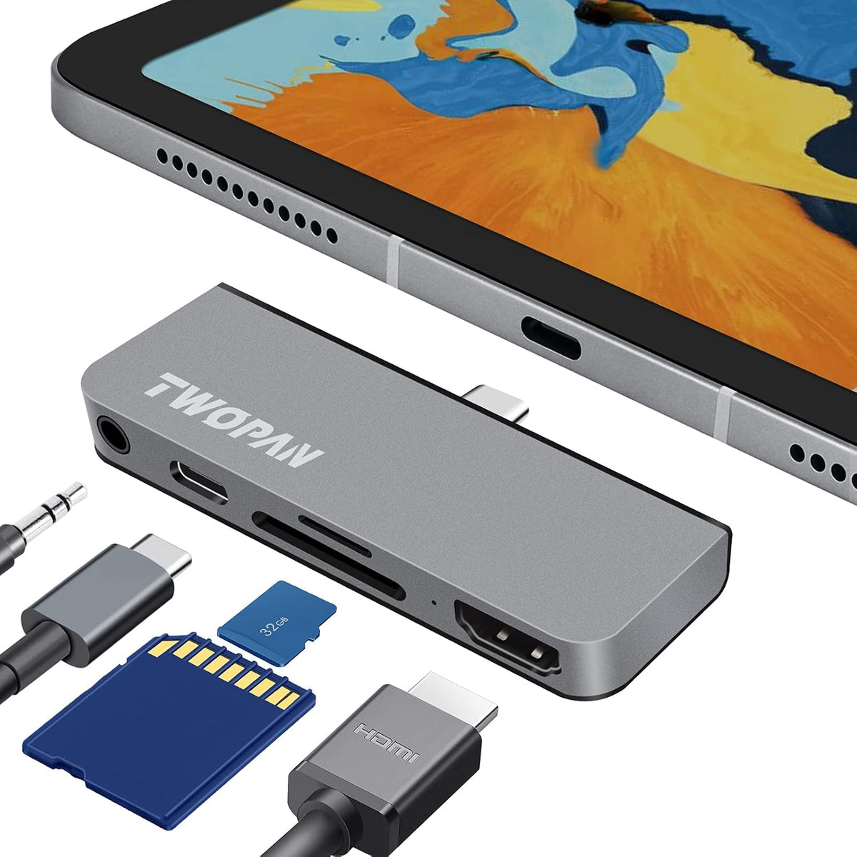 USB C Hub Multiport Adapter 7 in 1 with HDMI Micro/SD Card Readers B499
