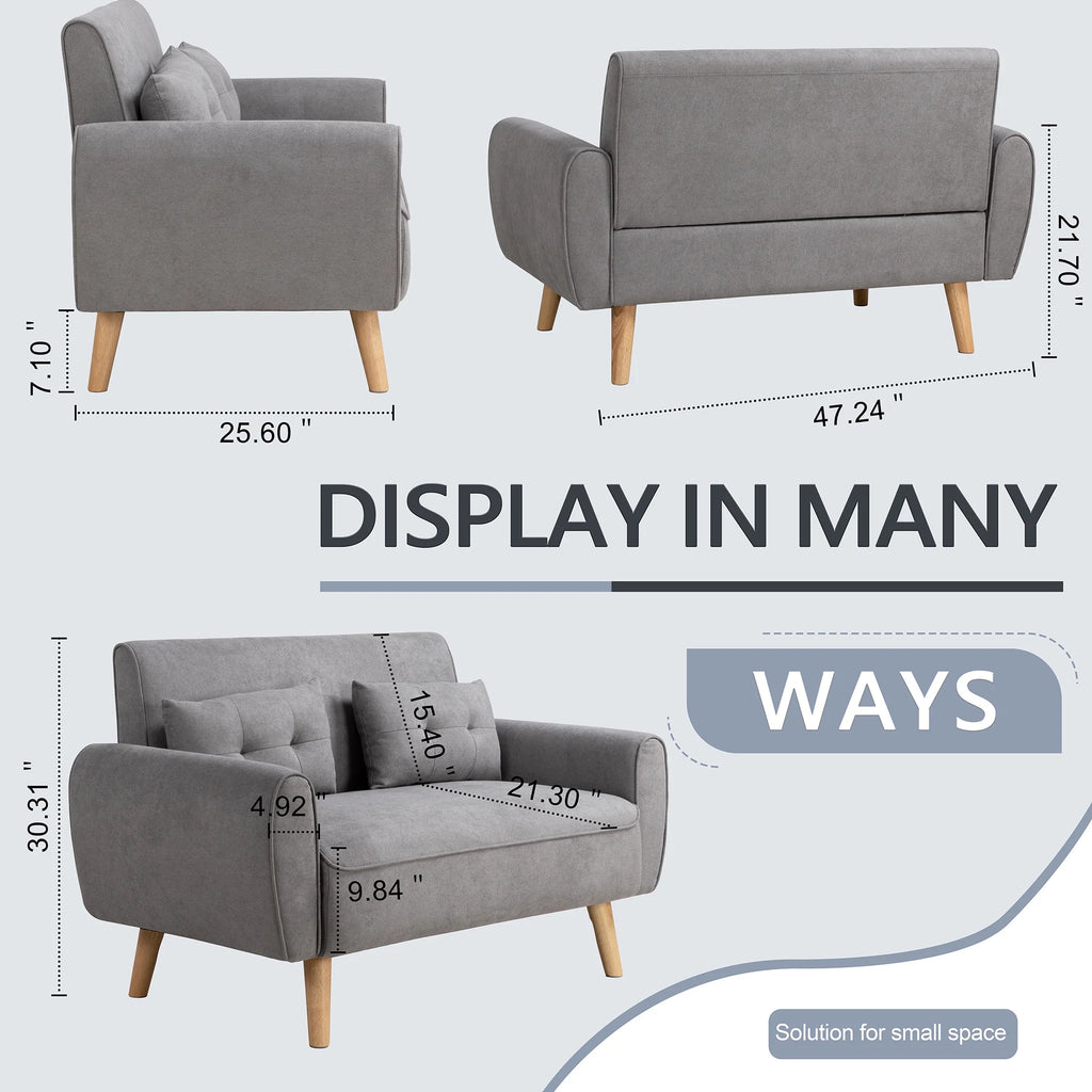Dark Grey Fabric Upholstered 2-Seat Sofa Q27689