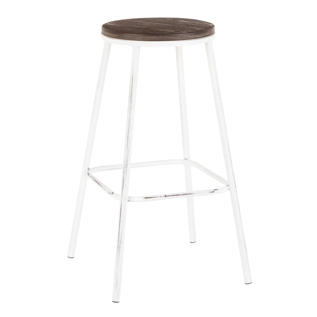 Industrial Round Bar Stool (Set of 2) Vintage White/Espresso D250410