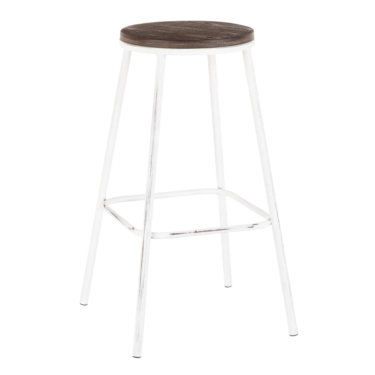 Industrial Round Bar Stool (Set of 2) Vintage White/Espresso D250410