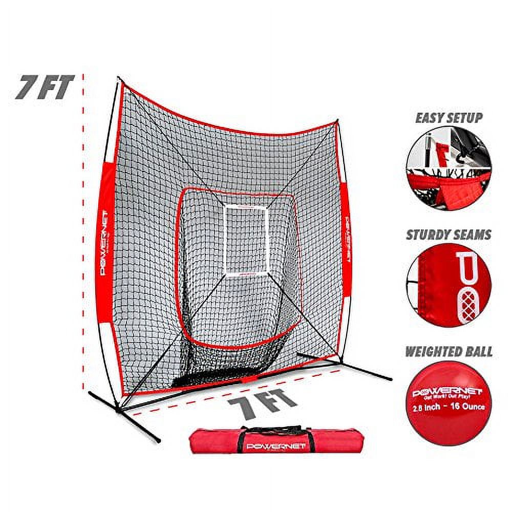 7x7 Baseball Softball Hitting Net with Weighted Heavy Ball and Carry Bag S14147