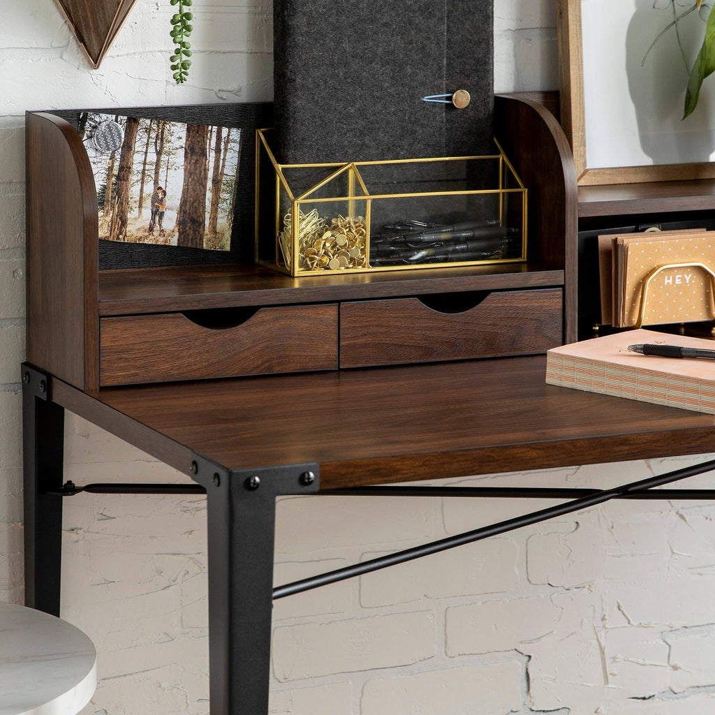 Reclaimed Barnwood Writing Desk with Small Hutch W718490