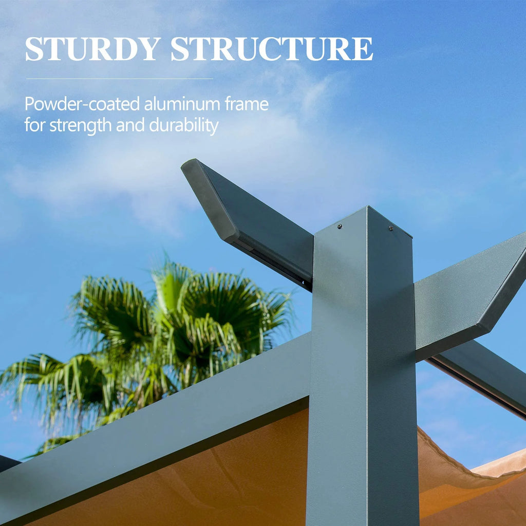 Retractable Pergola with Weather-Resistant Aluminum Canopy W7149
