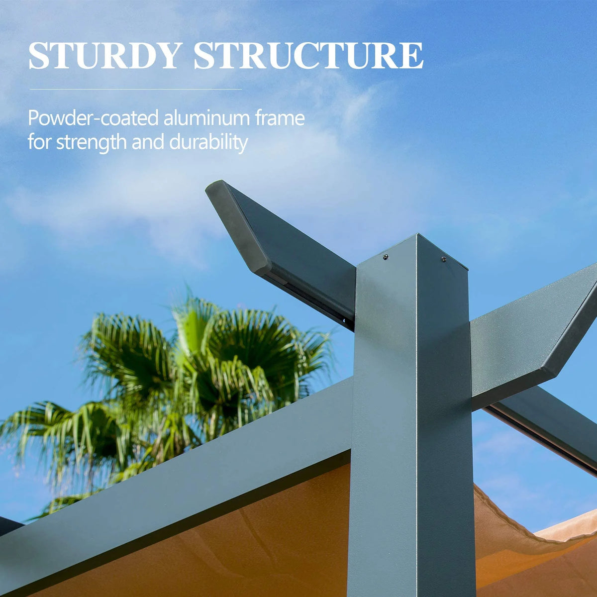 Retractable Pergola with Weather-Resistant Aluminum Canopy W7149