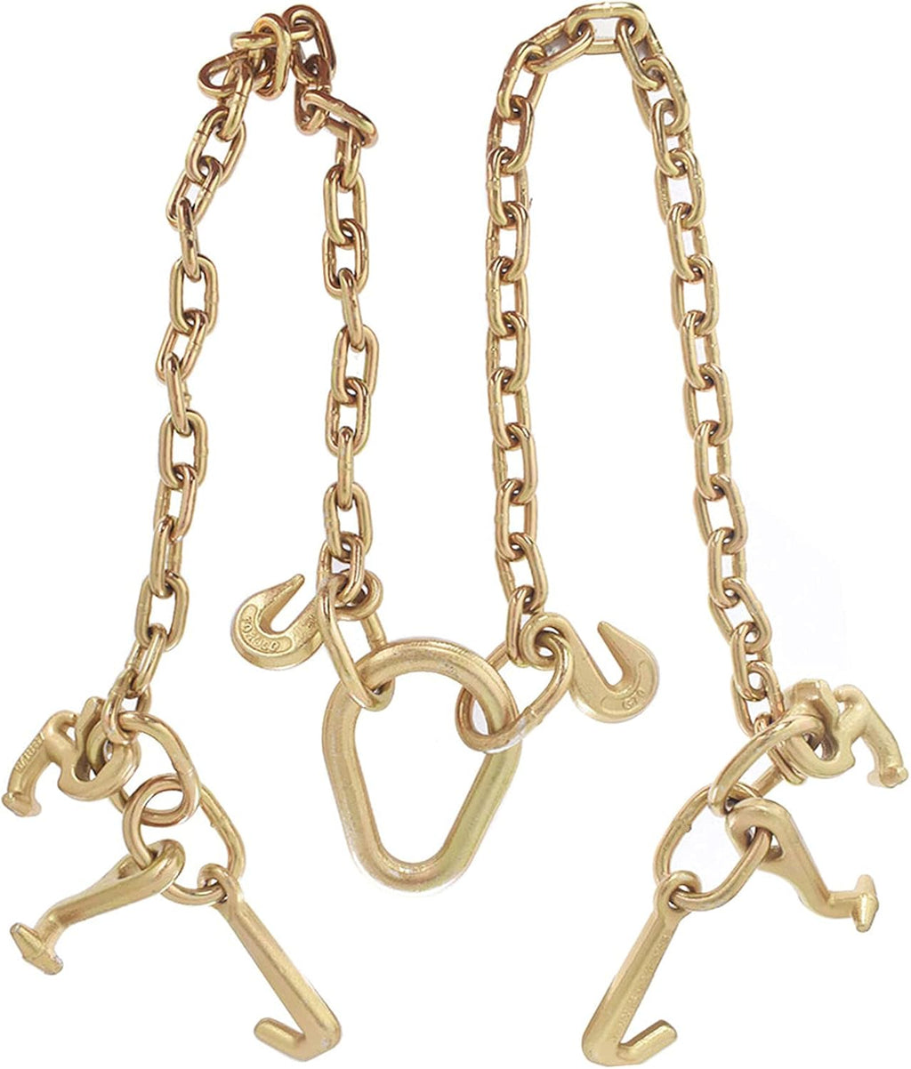 36,4700 LBS Chain V Bridle with RJT Hook Tow Truck Winch Cable Pull Wrecker Recovery Grab Pack of 2 L47215