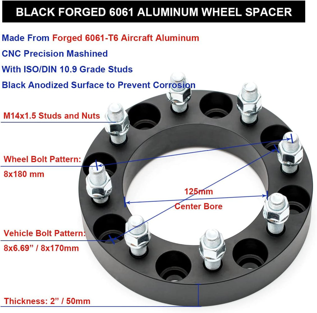 Black Forged 2 Inch Wheel Adapters Pack of 4 J5818