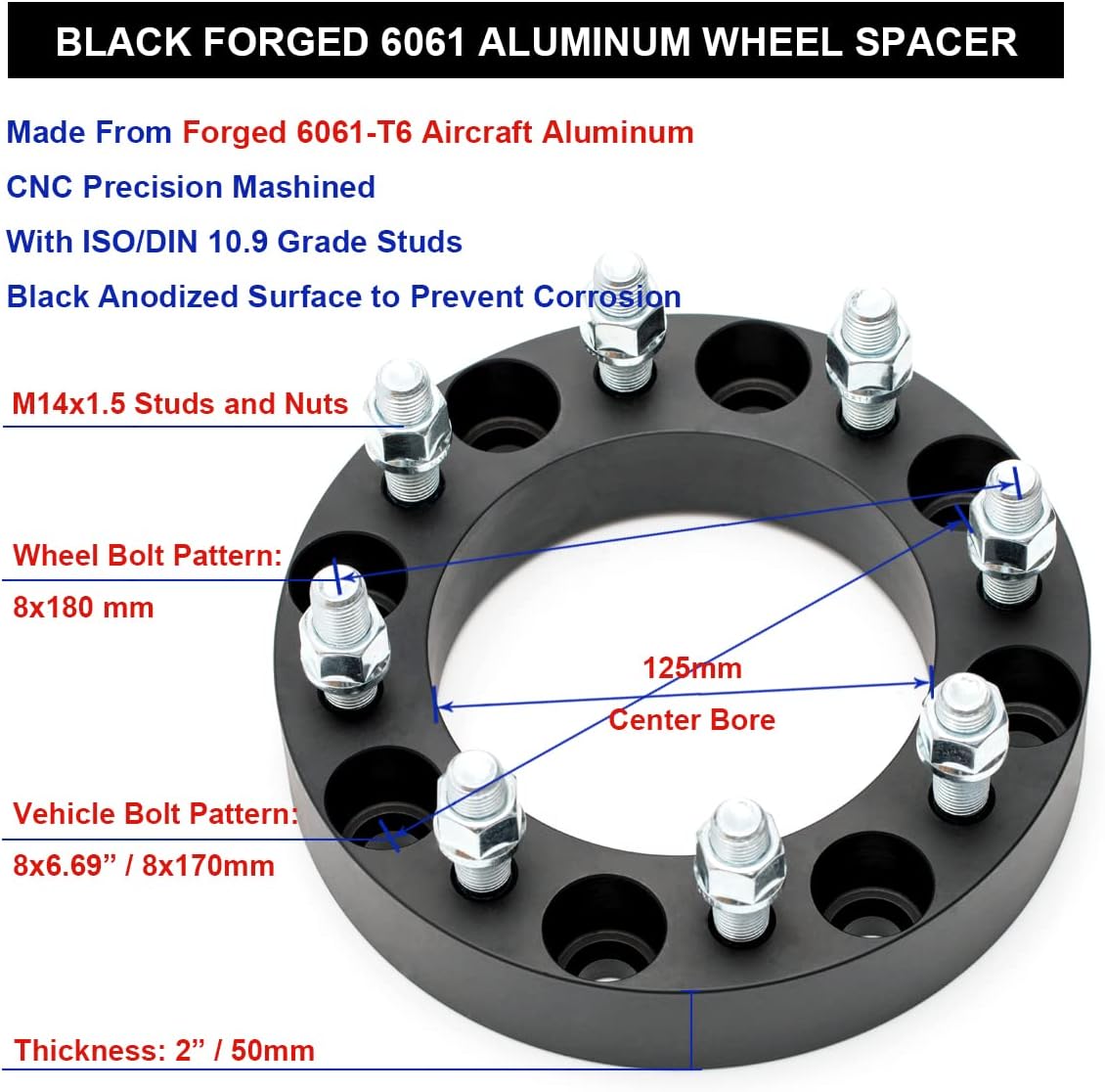 Black Forged 2 Inch Wheel Adapters Pack of 4 J5818