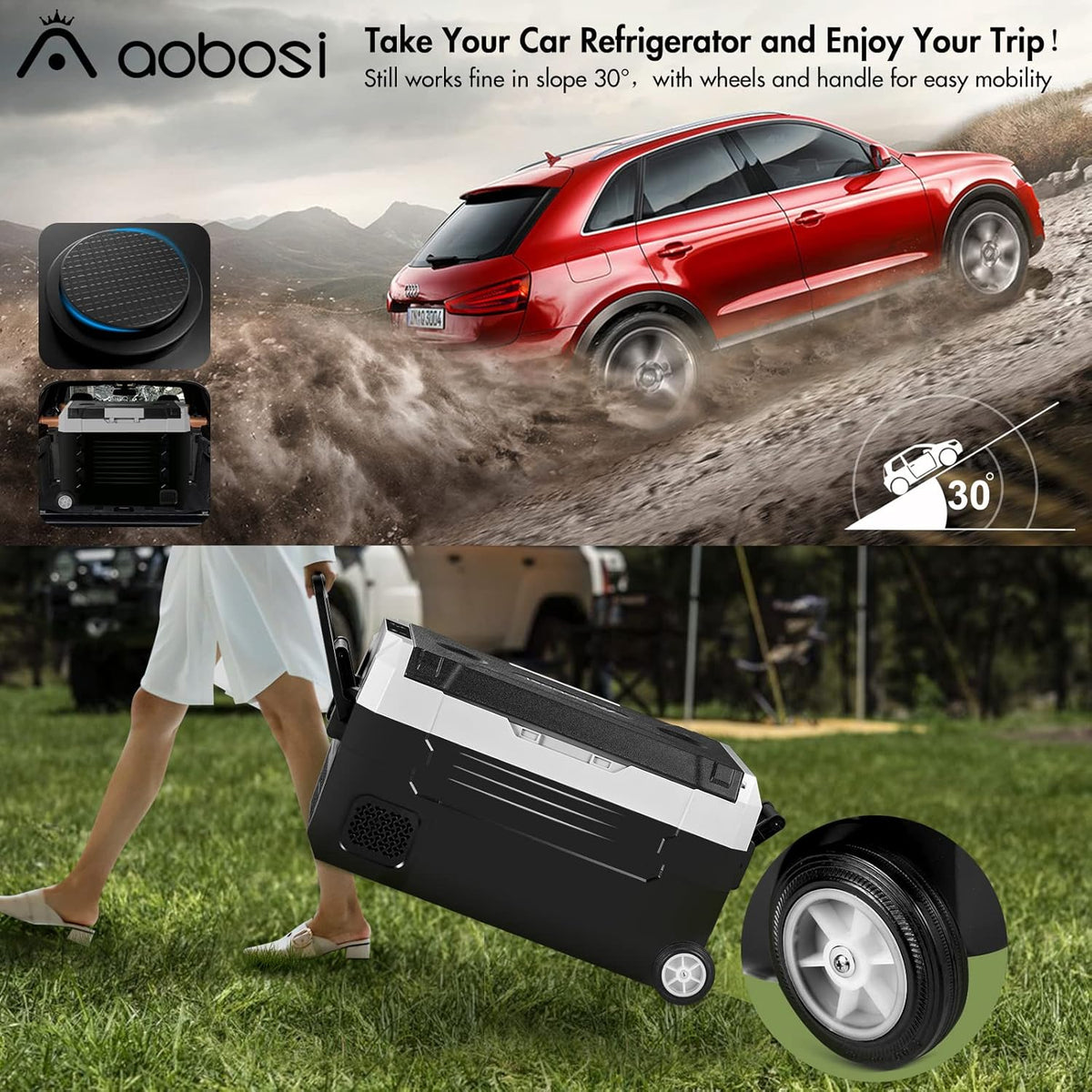 Portable Car Refrigerator 37 Quart Dual Zone Compressor Cooler T533556