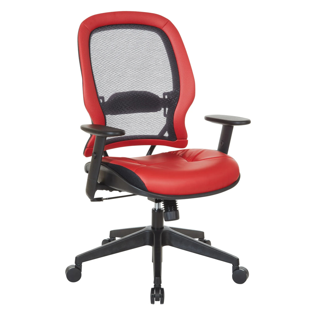 Dark Air Grid Back Managers Office Chair with Red Fabric Seat S85053