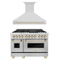 48 In. Dual Fuel Range and Range Hood in Stainless Steel with Gold Accents B822485