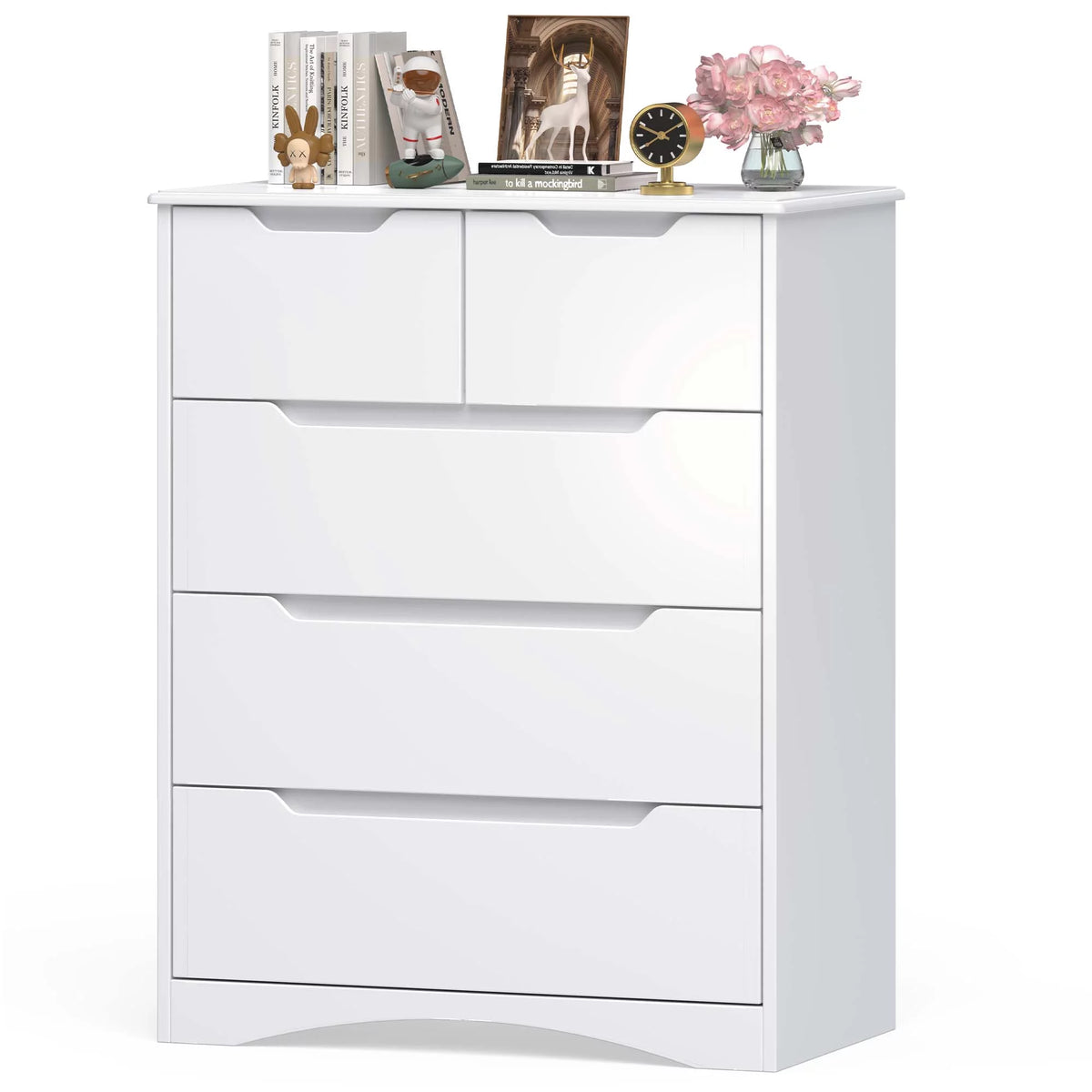 White 5 Drawer Wood Dresser Y32827