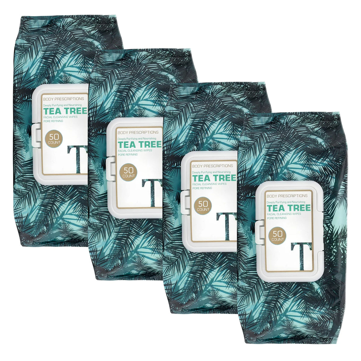 4 Pack (200 Count) Eye Makeup Remover Wipes with Tea Tree Z12013