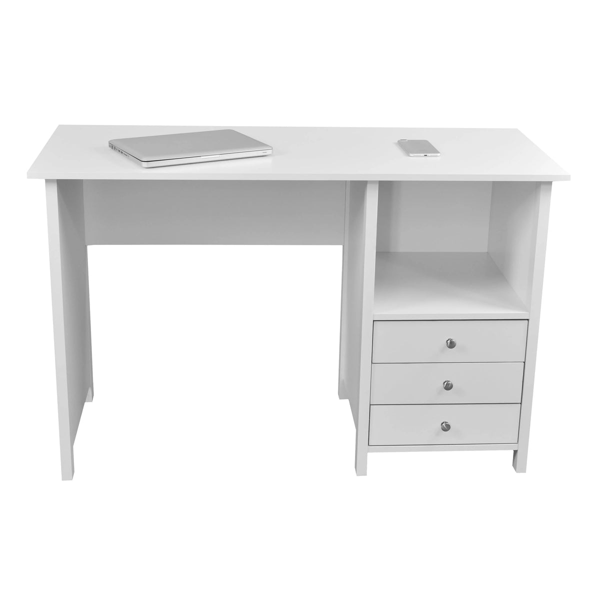 Contemporary Desk with 3 Storage Drawers, White Q3500