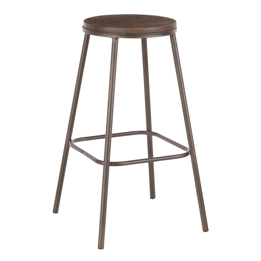 Industrial Round Bar Stool (Set of 2) Vintage White/Espresso D250410
