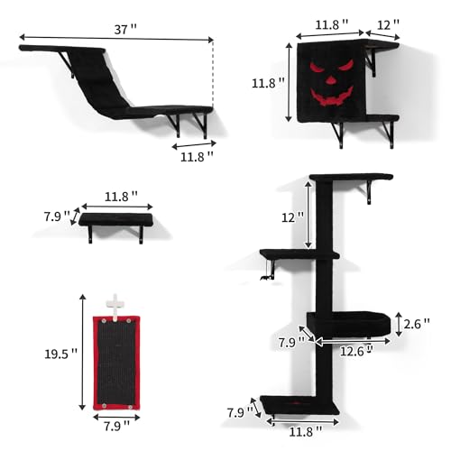 Black Cat Wall Shelves Set of 5 C765713