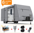 Heavy Duty 6 Layers Travel Trailer RV Cover Anti-UV Breathable Rip-Stop with 2Pcs Extra Straps & Gutter Spout Covers N4561