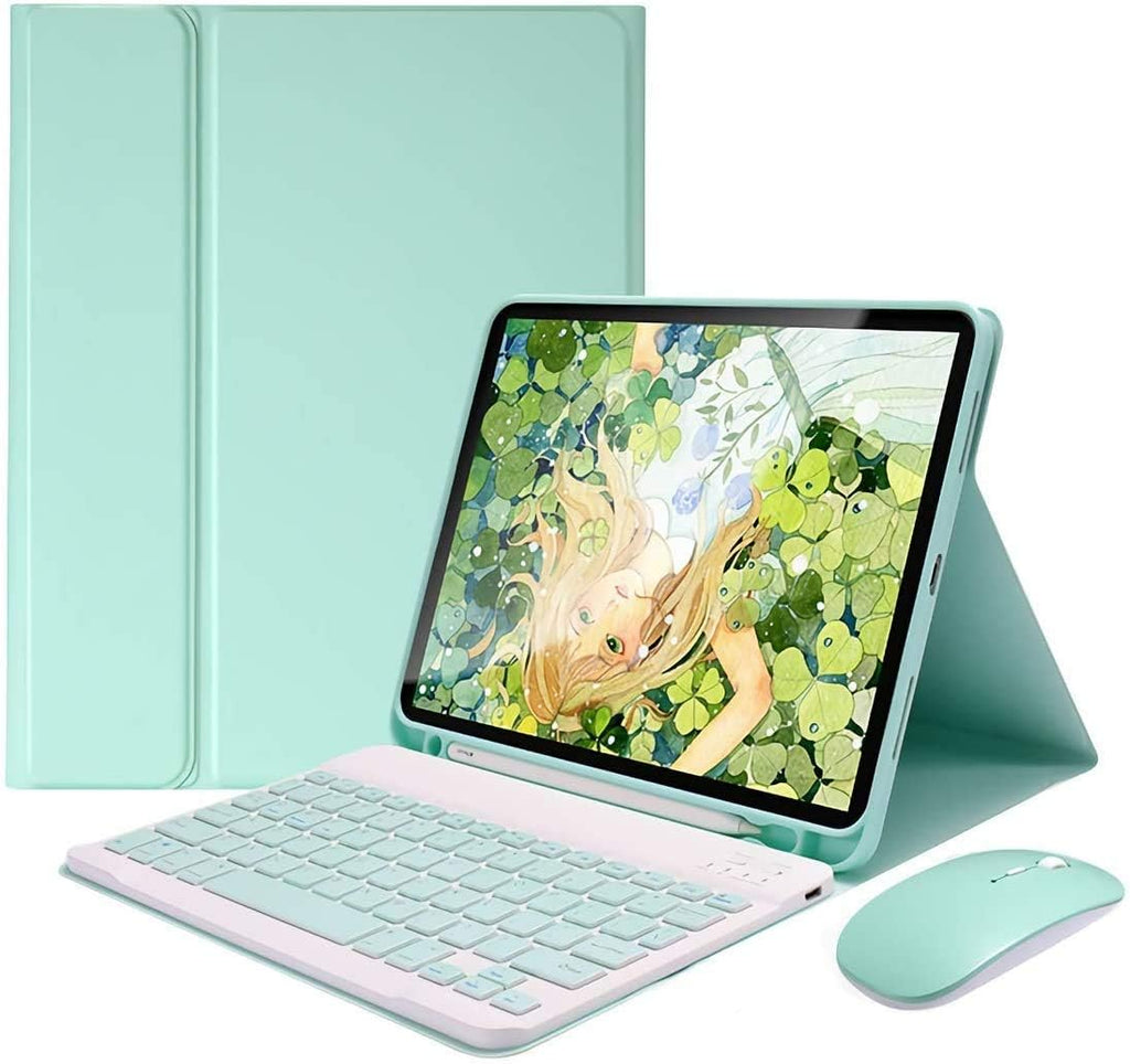 Green Detachable Wireless Bluetooth Keyboard Case + Mouse for 10.9 inch iPad Air N329
