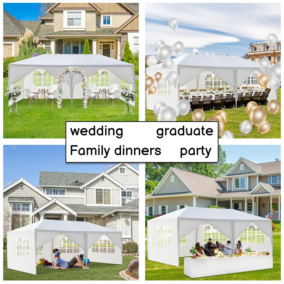 10'x 20' White Party Tent with Sides B5909