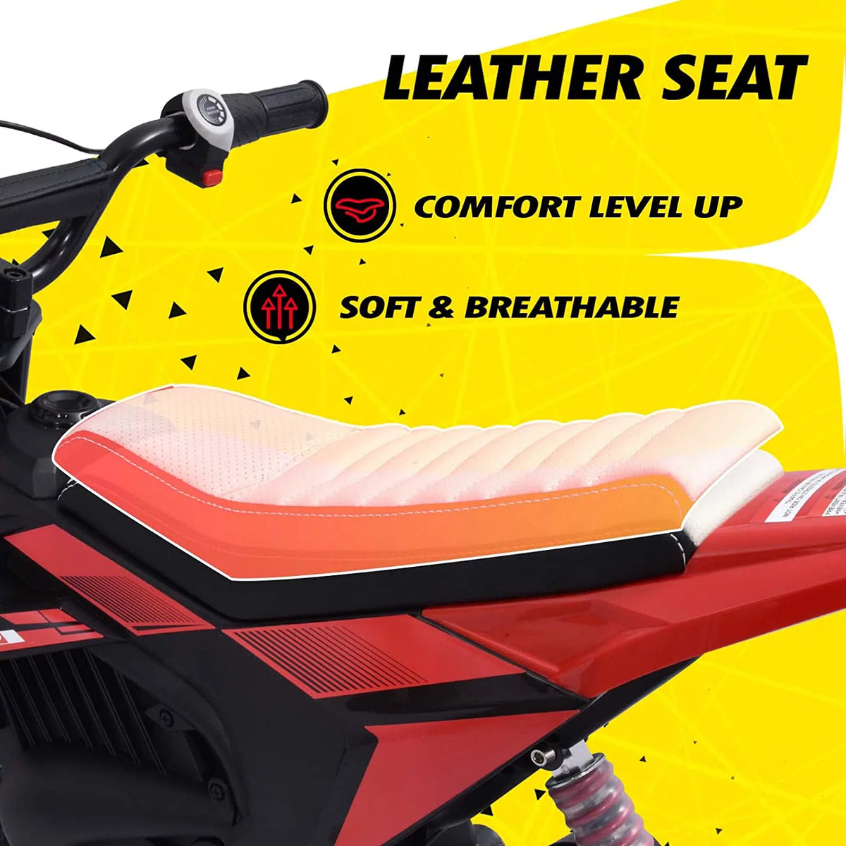 24V Kids Electric Dirt Bike with Rubber Tire, Suspension & Leather Seat C44771
