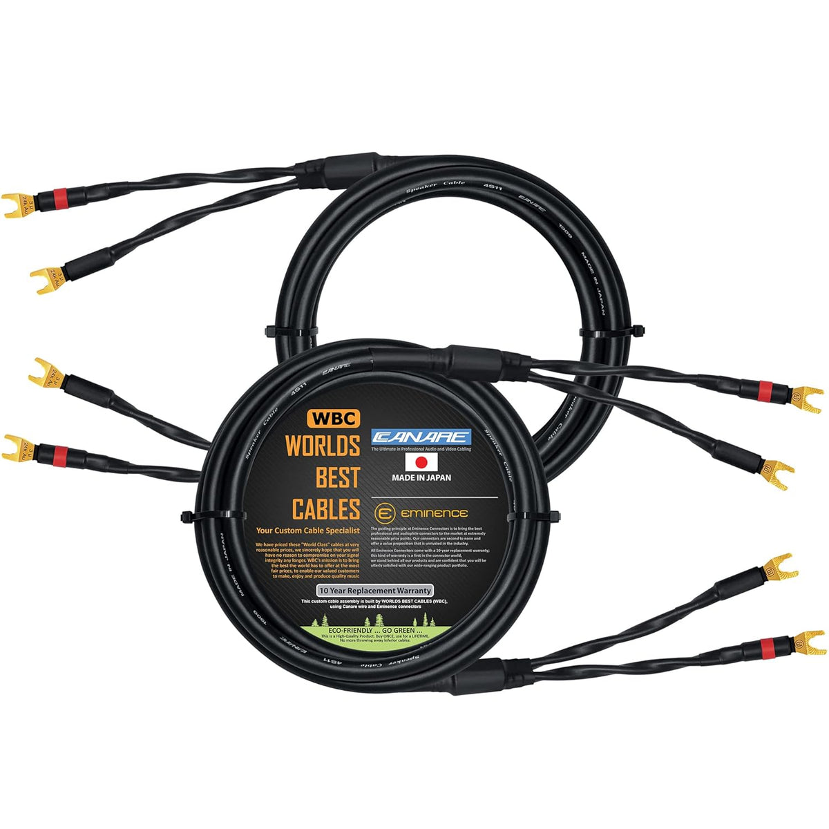 Canare 4S11 Star-Quad Speaker Cable Pair with Gold Spade Connectors Pack of 2 K14888