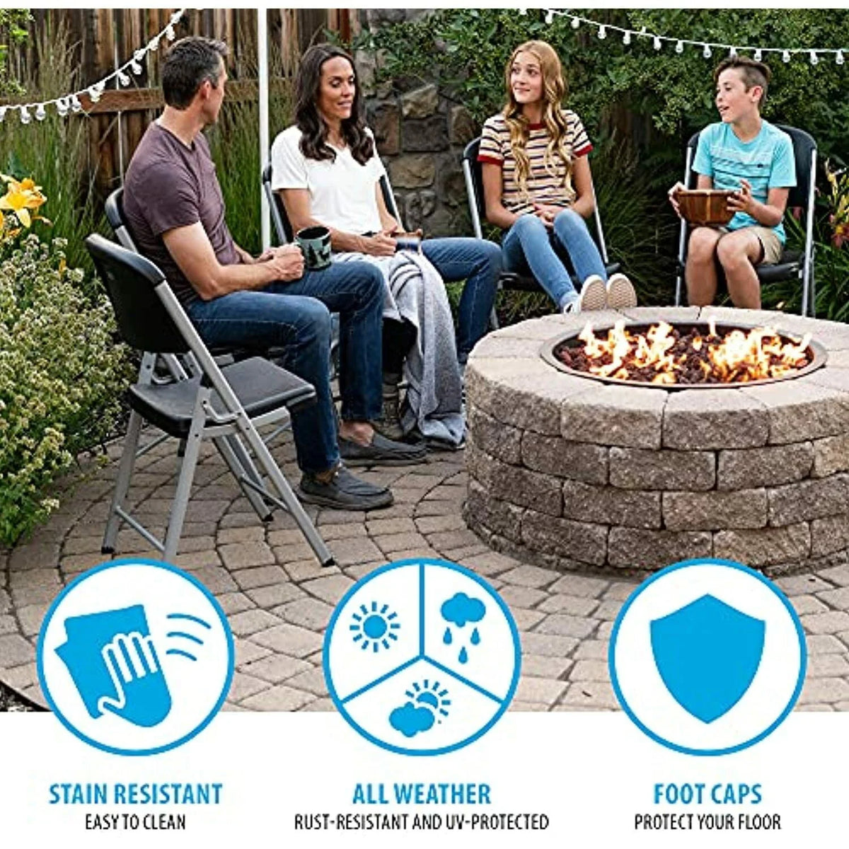Folding Chairs 4 Pack Plastic Stackable D113574