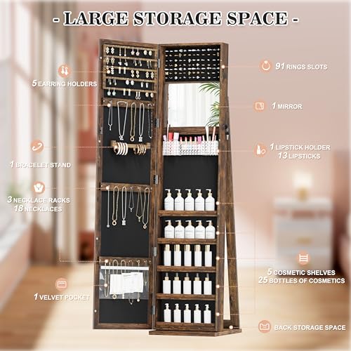Brown Jewelry Cabinet with Full-Length Mirror G815121