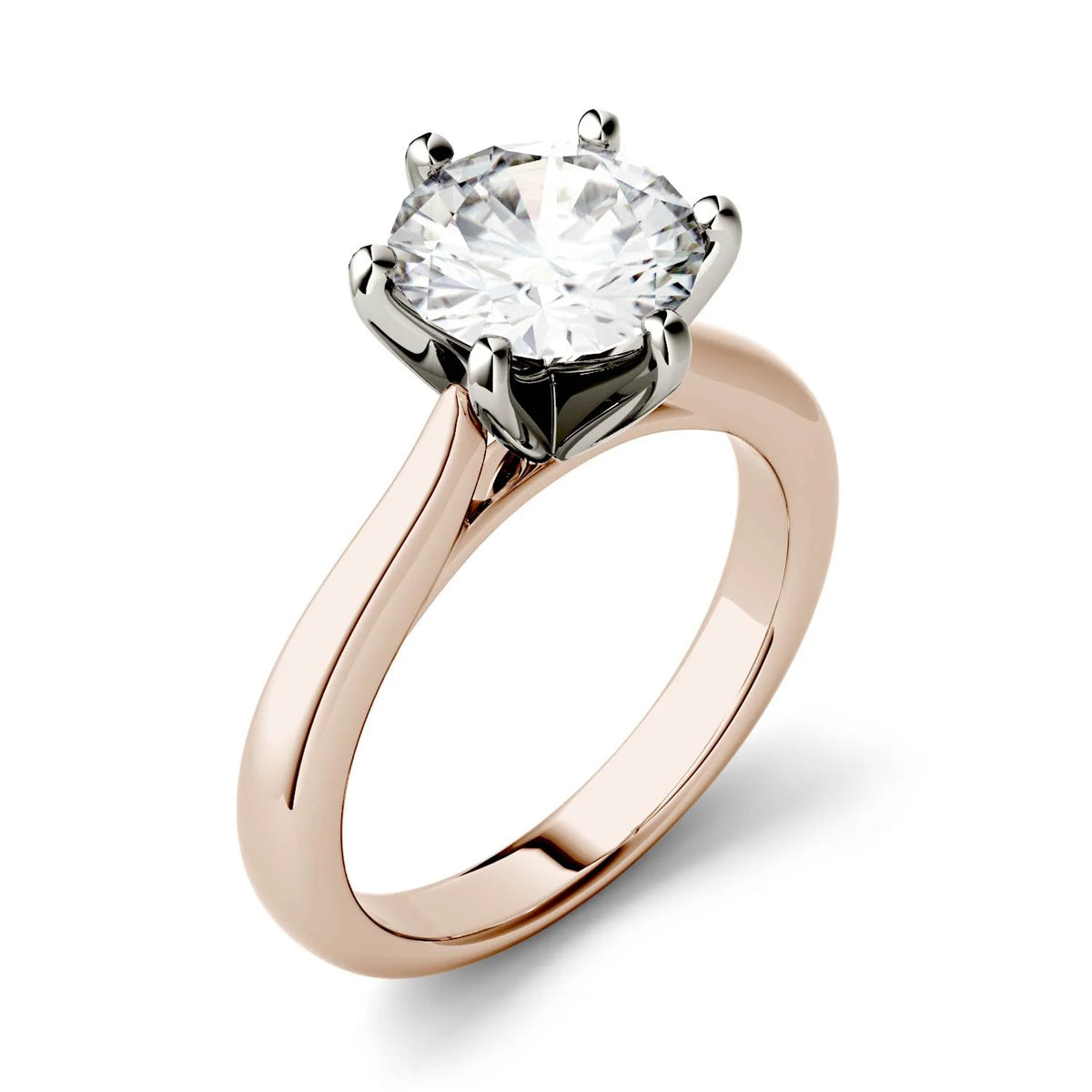 14K Rose Gold Moissanite Round Solitaire Engagement Ring 1.90 DEW Y464