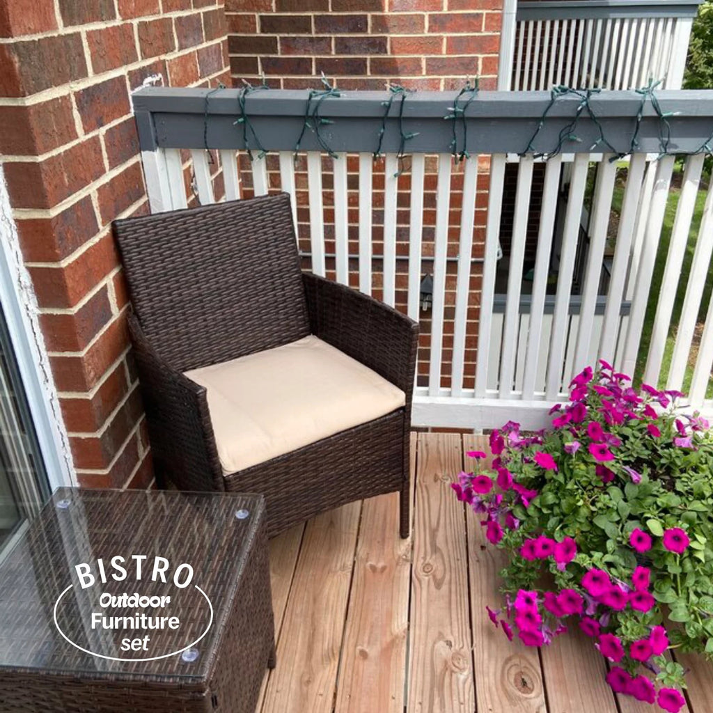 3 Piece Rattan Bistro Patio Furniture Set I343475