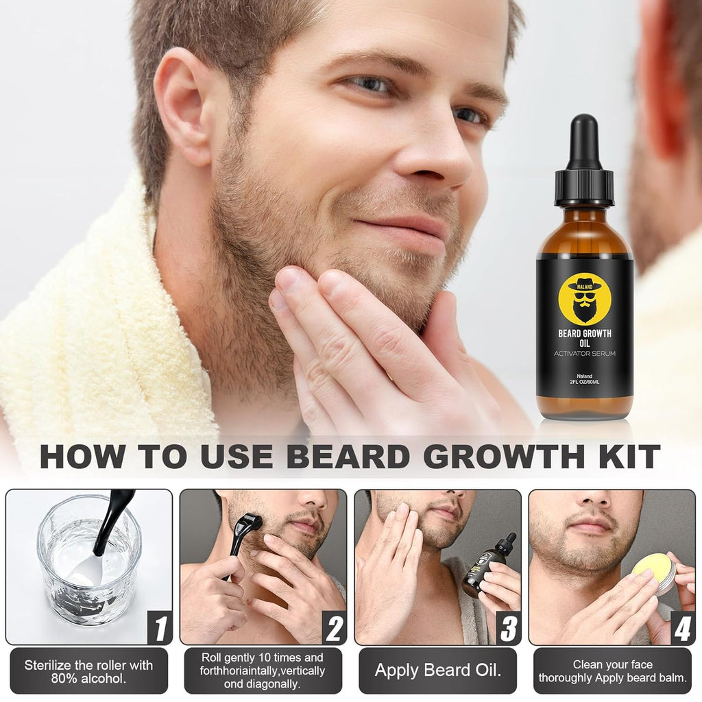 Beard Growth Kit with Beard Growth Oil (2 oz), Beard Balm and Comb A2266