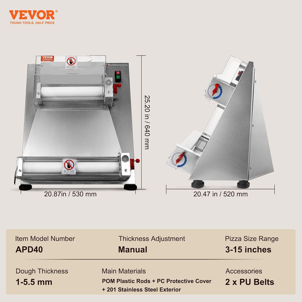 Stainless Steel Automatic Commercial Pizza Dough Roller Sheeter U6847