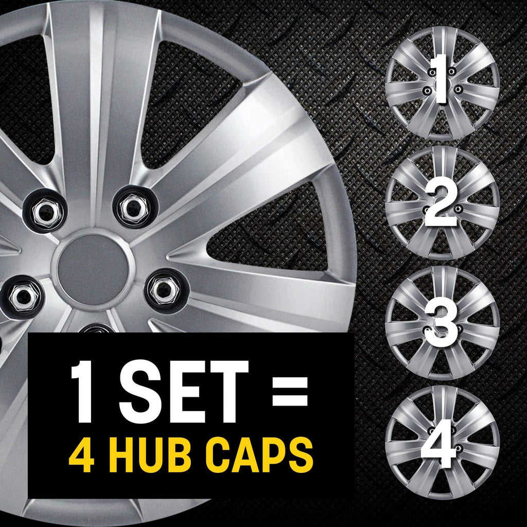 Matte Silver 7-Spoke 14 Inch Wheel Covers Set of 4 L716482