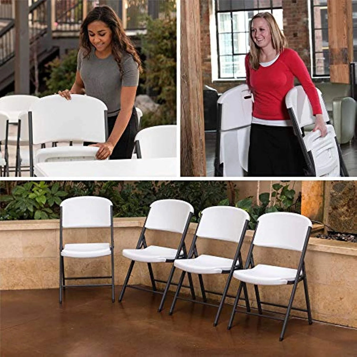 Folding Chairs 4 Pack Plastic Stackable D113574