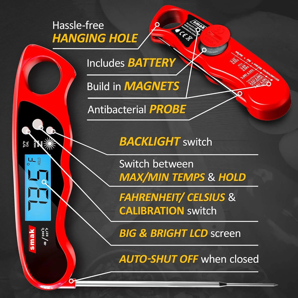 Waterproof Digital Instant Read Meat Thermometer with Backlight LCD T64616