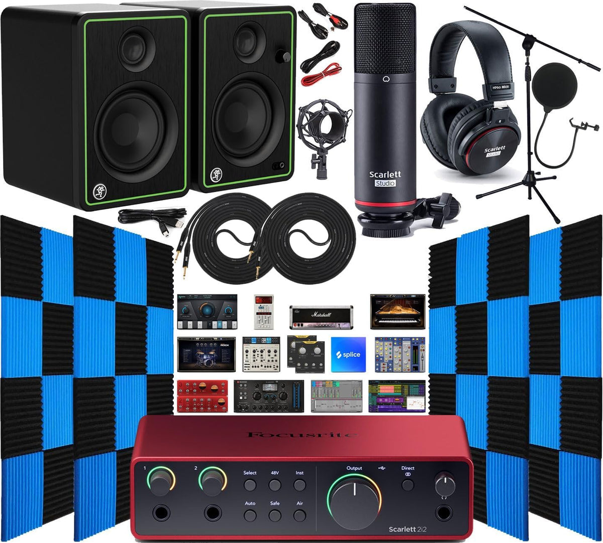 USB Audio Interface with CR3-X Multimedia Monitors and 24 Pack Acoustic Wedge Panels P586265