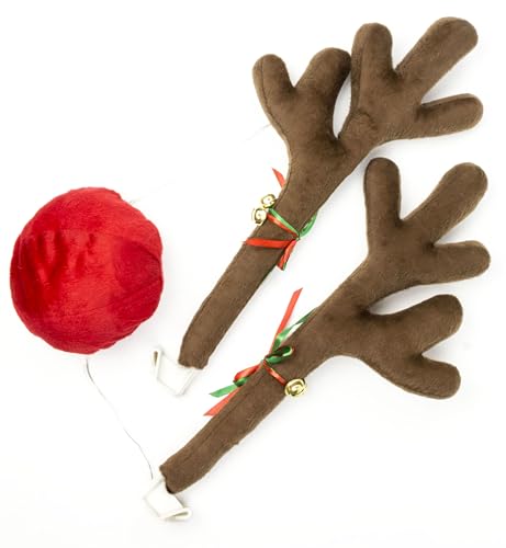 17” Reindeer Christmas Car Antlers with Jingle Bells & Nose J4485